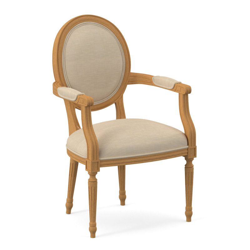 Chaise avec accoudoirs en tissu Dauphin, Ambre, Lin UV-Rollo