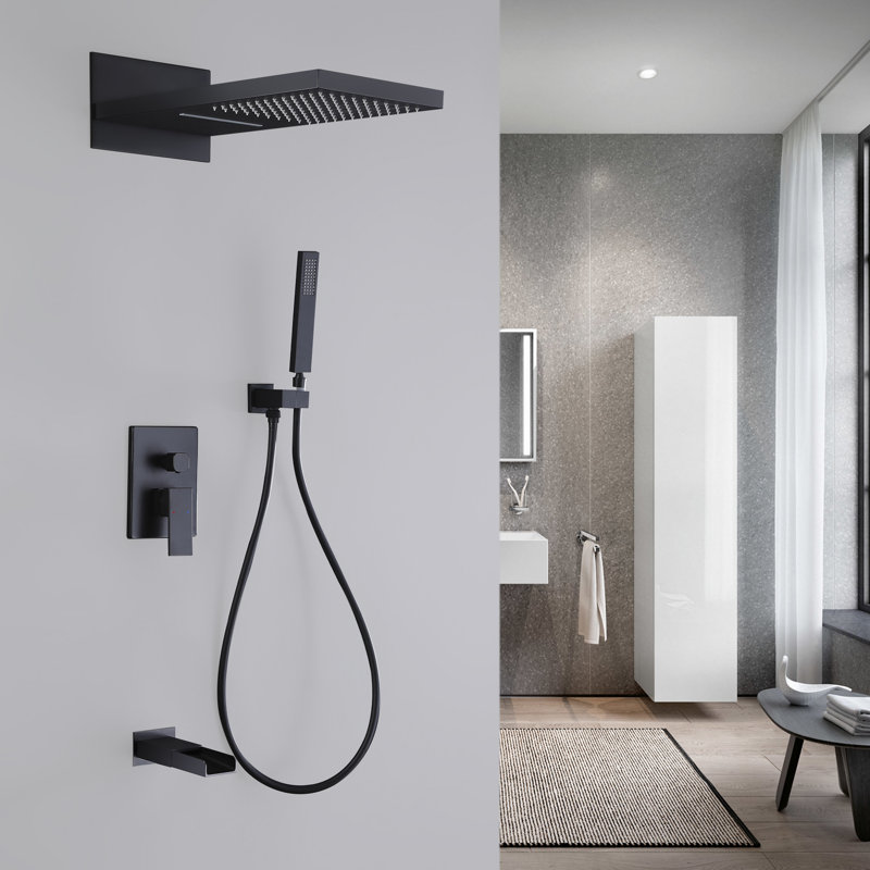 8-Inch Matte Black Multi-Head Rain Shower System with Filter