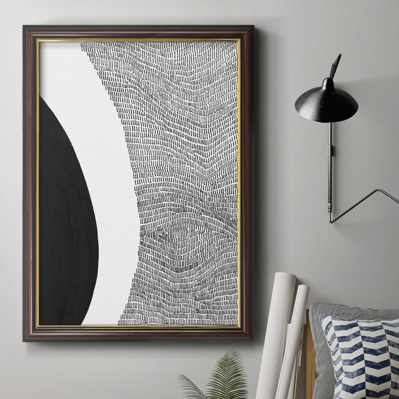 «Black & White Abstract II», peinture sur toile encadrée, H 20 po x l 16 po x P 2,5 po
