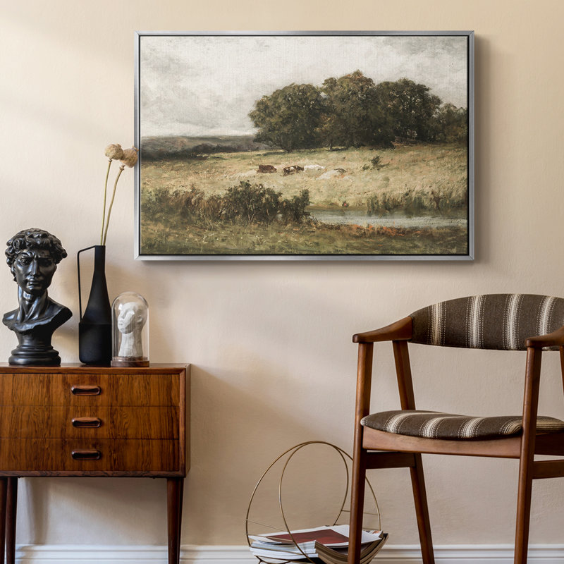 Paysage rétro - CML XXIX, H 17 po x l 25 po x P 2 po, Toile argentée avec cadre flottant