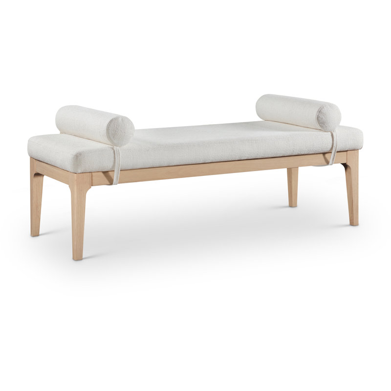 Banc en tissu texturé Priscilla, Tissu crème texturé en lin, Naturel