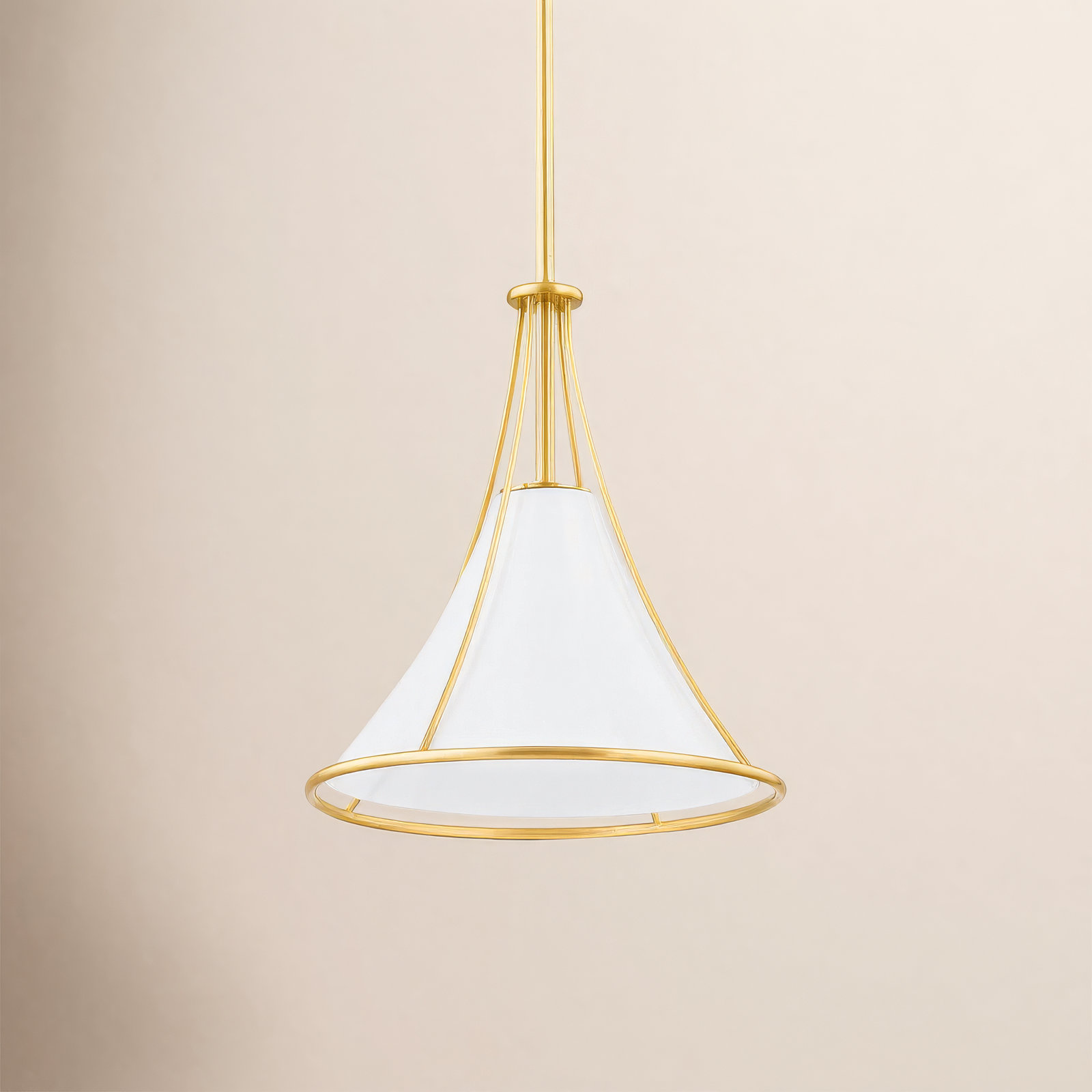Swift Single Light Glass Steel Dimmable Pendant, Aged Brass, 18.5" H x 17.25" W x 17.25" D
