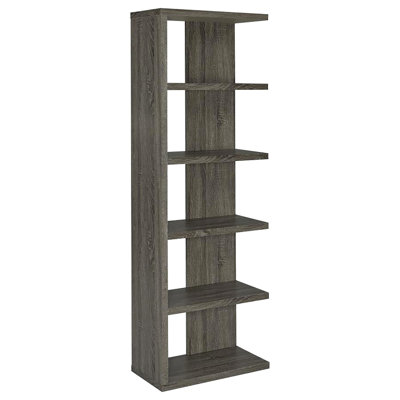 Weathered Grey Bookcase With 5 Compartments | Ideal For Home & Office Display 5-Shelf Storage Cabinet Keep Your