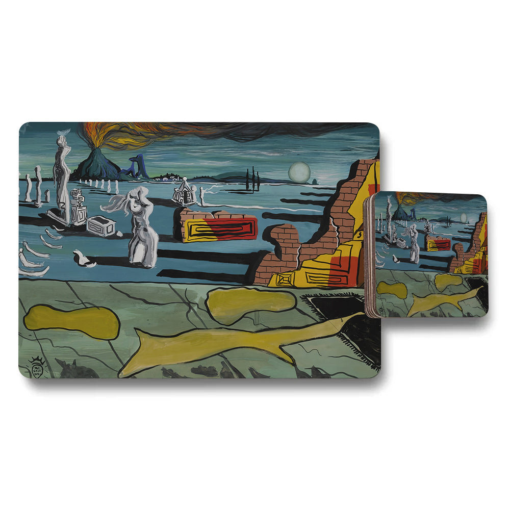 Abstract Coastal Landscape Placemats And Coaster Set