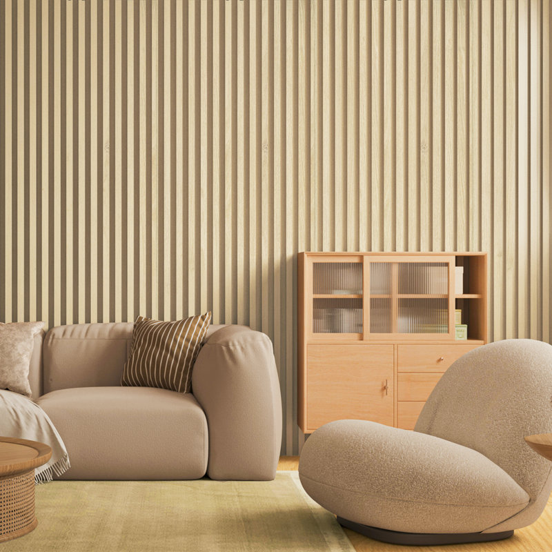 4 PCS 103.94''x5.7'' Slat Solid Wood Wall Paneling for Interior and Ceiling Decoration(16.45 sq.ft./Case), Ashtree