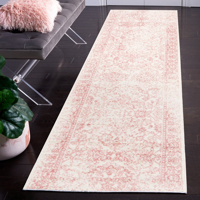 Stromsburg Floral Area Rug, Runner 76 x 305 cm, Ivory/Pink