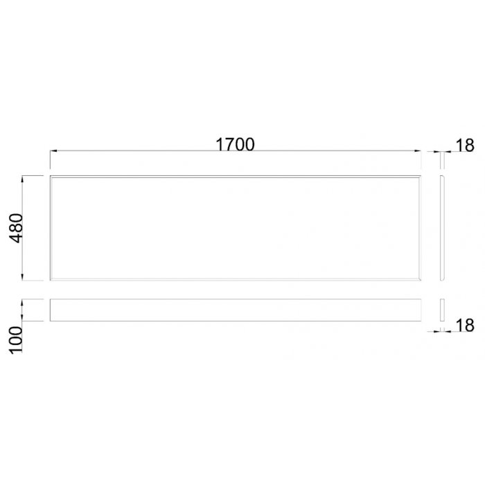 Bathroom MDF Wooden Bath Front Panel 1700mm, Gloss Grey