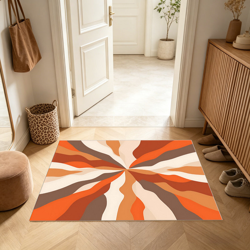 Burnt Orange Abstract   area rugs for Living Room, Soft and Comfortable, Suitable for all seasons, easy to maintain, machine washable Indoor floor mat, Under Table Farmhouse suitable for Bedroom, Dining Room, Study,  Balcony, Home Decor Patio