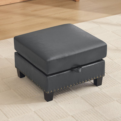 Repose-pieds avec rangement 25,2 po pour canapé - Repose-pieds en similicuir avec garniture cloutée