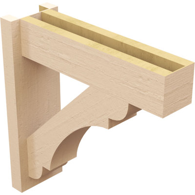 Timberthane Rough Cedar Faux Wood Olympic Block Outlooker, 8"W x 18"D x 30"H, Primed Tan