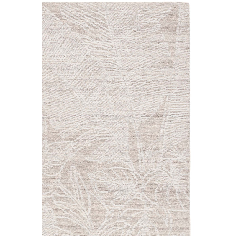 Tapis floral ivoire / beige en laine / coton touffeté à la main Ballari, Rectangle 3 pi x 5 pi