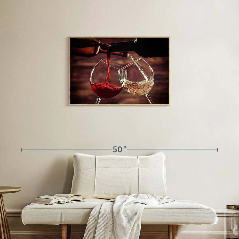Verser du vin rouge et blanc, Cadre flottant en bois naturel, 31 po x 21 po