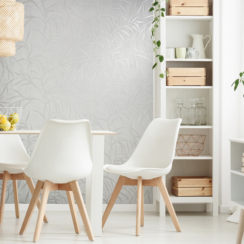 Kavalier Metallic Leaf 10.05M X 53Cm Wallpaper Roll, White