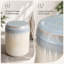 Tabouret de jardin rond en céramique avec table d'appoint et émail réactif, bleu et crème, 35,2 x 35,2 x 47,8 cm