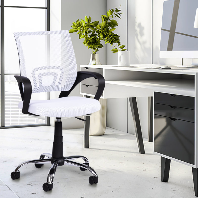 Ersela Ergonomic Office Chair, Height Adjustable Desk Chair, Mesh Home Office Chair, Office Chair with Armrest, White