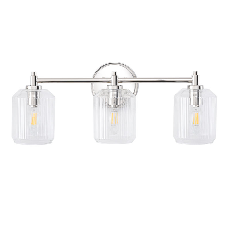 Applique murale moderne à 3 lumières Eastwood, H 8,75 po x l 21 po x P 6 po, Trois lumières, Nickel poli