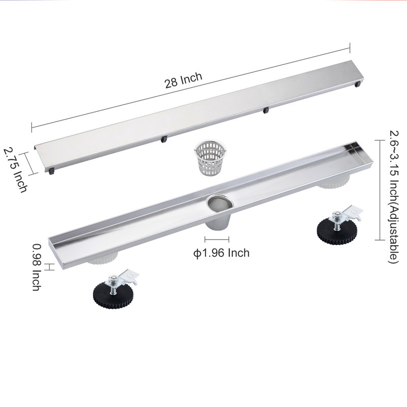 Grille linéaire de 28 po de largeur, Nickel brossé