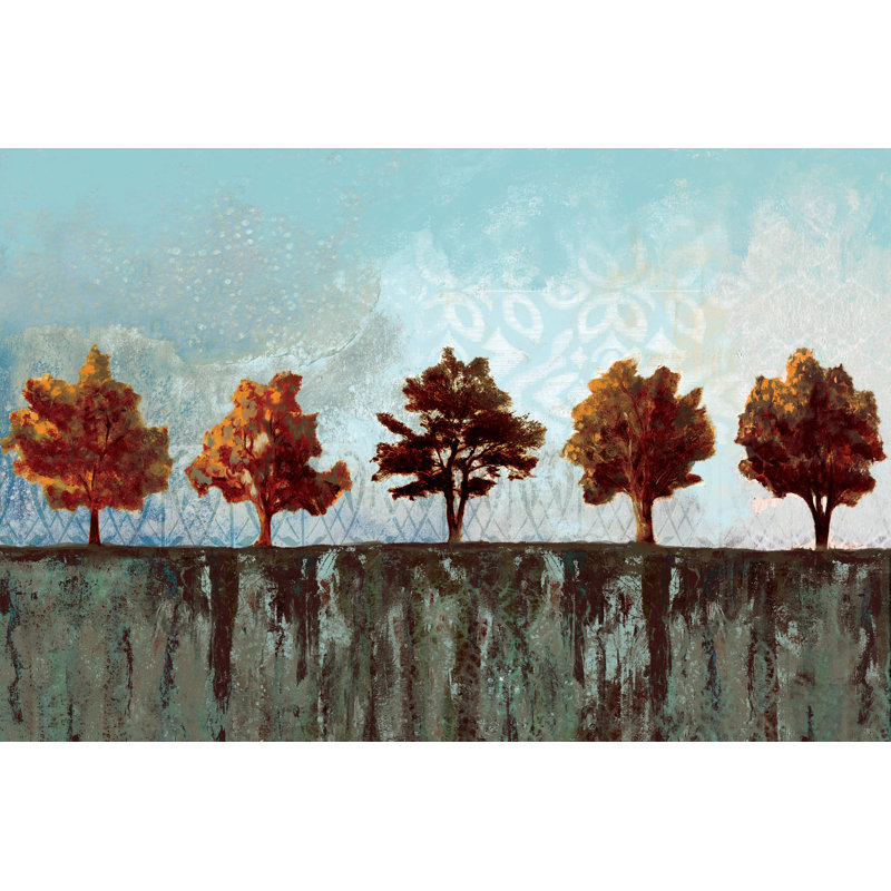 Row Of Trees - Wrapped Canvas Painting, 20cm H x 30cm W x 3.8cm D