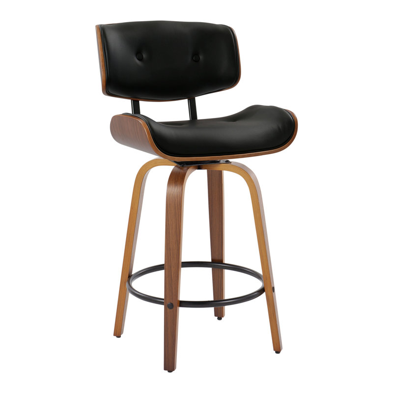 Tabouret de comptoir Lombardi 26 po Mid-Century, Noir
