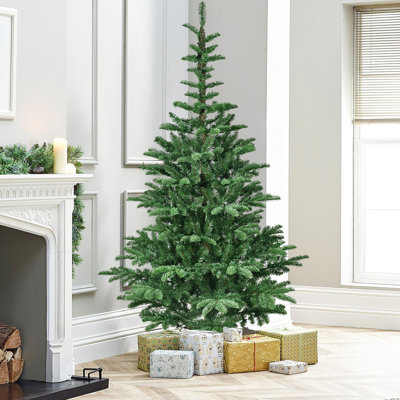 Arbre artificiel de 8 pi avec 500 lumières blanches chaudes, 1307 branches Pe + réalistes, support en bois unique pour la décoration intérieure de Noël