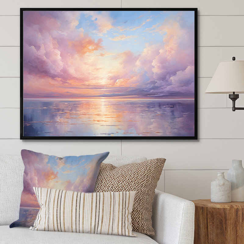 «Sunset Cotton Candy Skies II», impressions sur toile, Cadre flottant noir, 16" H x 32" W