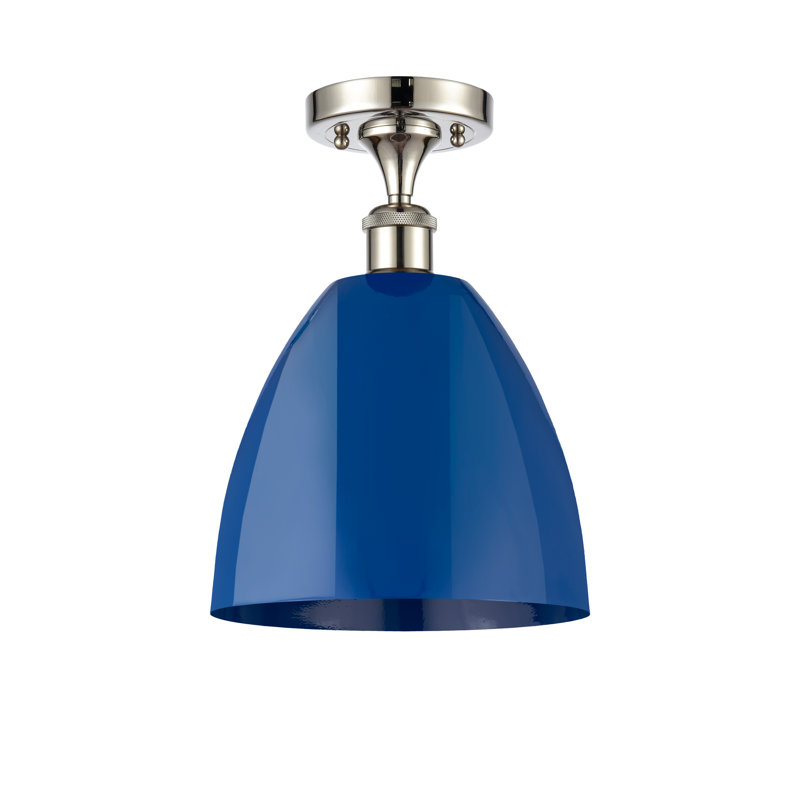 Crompond Semi Flush Mount, Blue, Polished Nickel