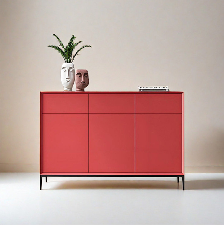 4 24 Pair Shoe Storage Cabinet, Red, 37.79" H x 47.24" W x 15.74" D