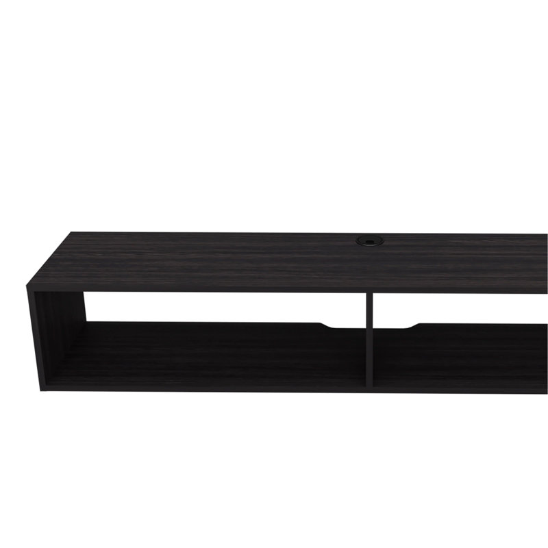 Support média flottant en mélamine avec 2 tablettes Wengue, Wengé, H 10,4 po x L 12,6 po x l 59,1 po