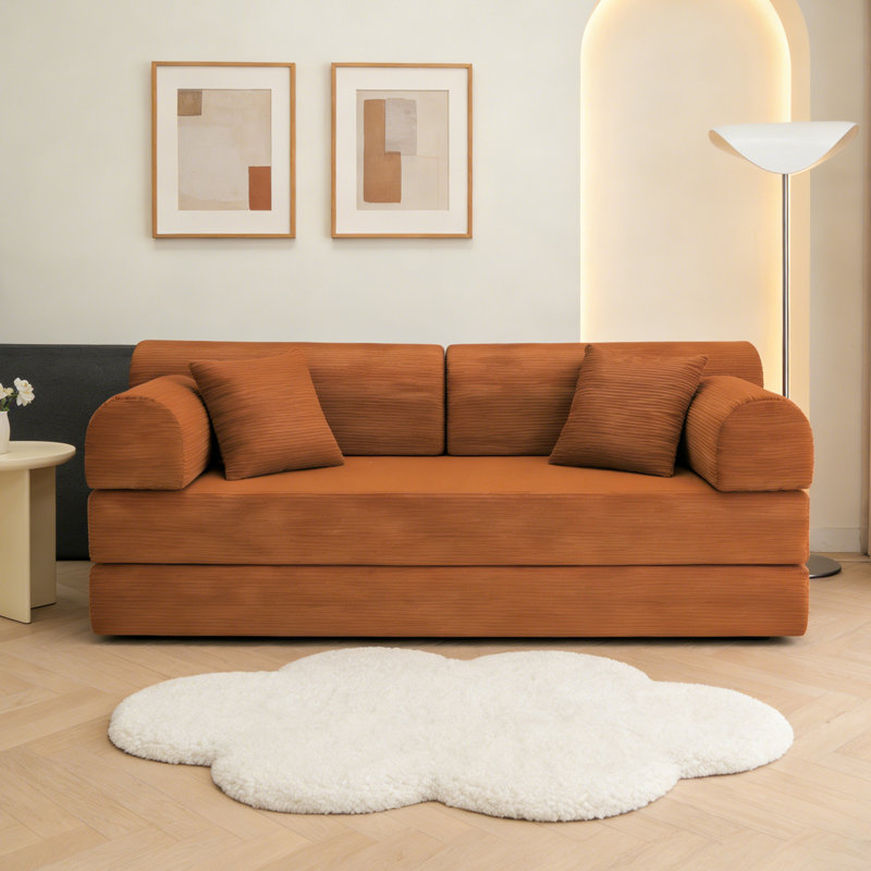 Canapé-lit convertible, canapé pliant en velours côtelé avec structure fixe, salon au sol pour le salon, la chambre à coucher ou un appartement