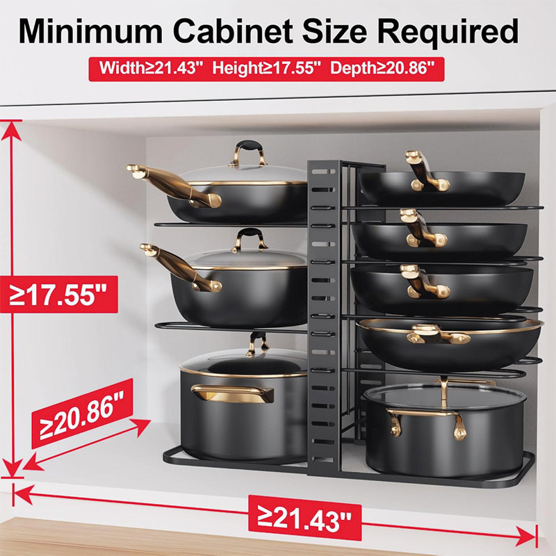 Support de plancher multi-niveaux à paniers et à casseroles réglables robustes à l'intérieur de l'armoire pour la cuisine et le rangement