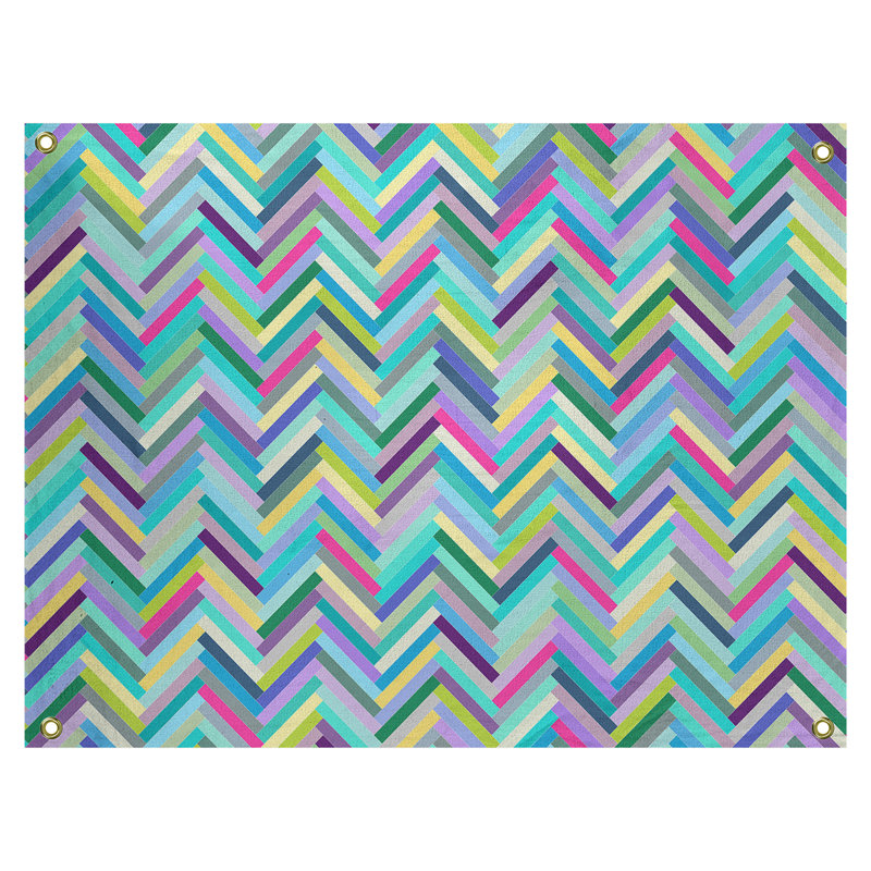 Tapisserie murale chevrons, H 26 po x l 36 po, Bleu