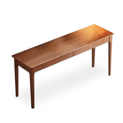 Tan Rectangular Solid Wood with 2 drawers desk