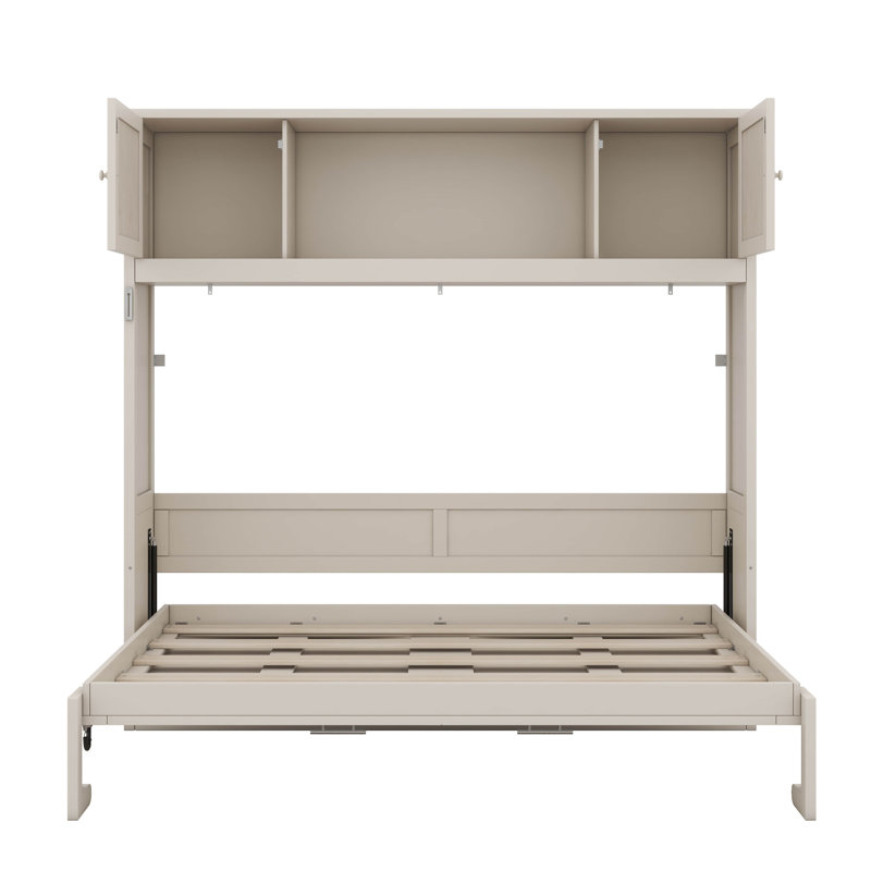 Lit escamotable avec armoires de rangement, lit escamotable en bois avec tablettes, lit pliable peu encombrant