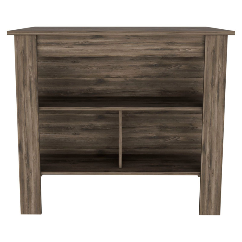 Îlot de cuisine DEPOT E-SHOP Delos, quatre pieds, trois tablettes, brun foncé