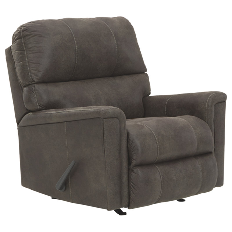 Faux Leather Recliner, Charcoal Grey Faux Leather