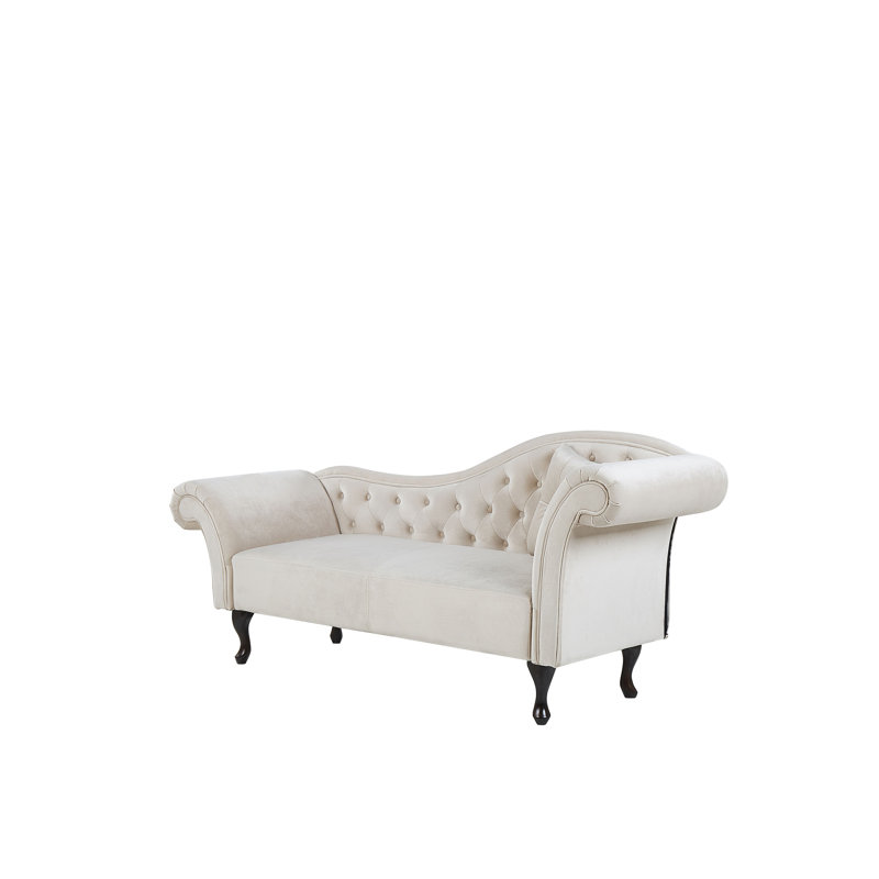 Whitlock Velvet Chaise Lounge, Beige, Right-Arm Chaise
