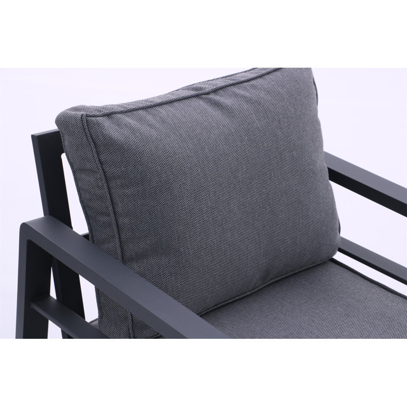 Ensemble de patio extérieur 4 pièces toutes saisons avec coussins confortables et table basse robuste pour divers espaces