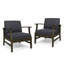 Fauteuil club d'extérieur en bois d'acacia 2 pièces avec coussins