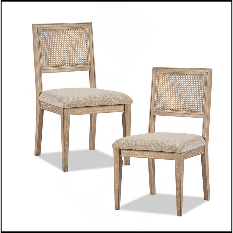 Ensemble de 2 chaises sans accoudoirs, Marron clair