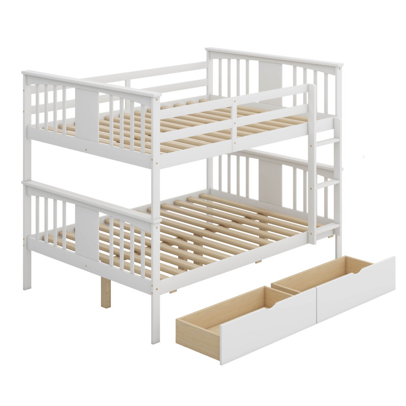 Lit superposé double au-dessus de double avec tiroirs et échelle intégrés (idéal pour la chambre à coucher et la chambre d'amis)
