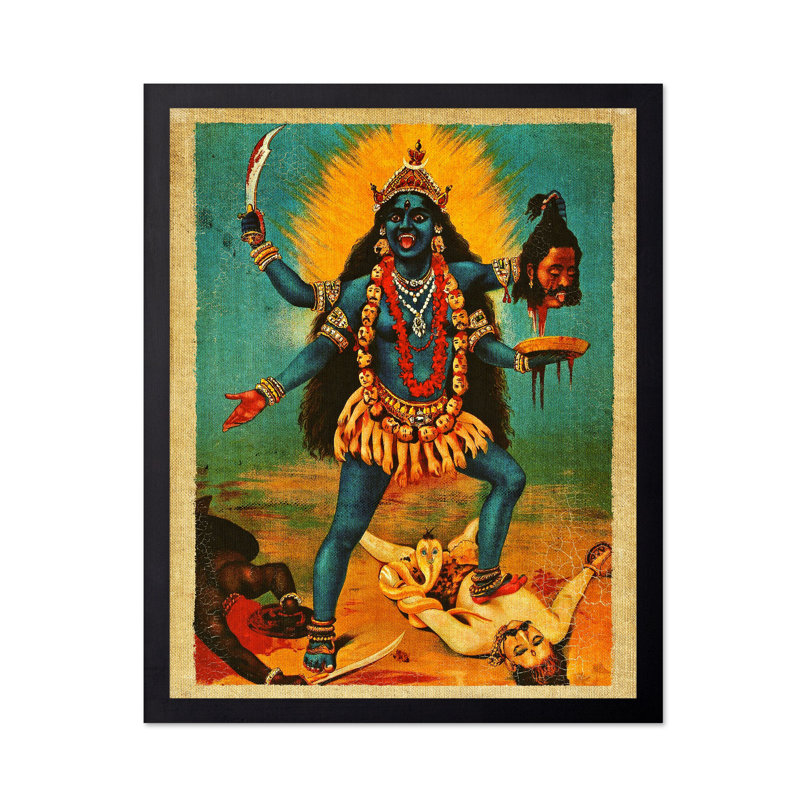 Déesse Kali, H 18 po x l 24 po, Affiche, Cadre noir