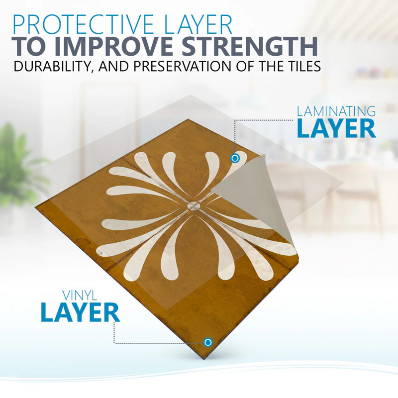 8'' W x 8'' L Vinyl Peel and Stick Mosaic Tile, Brown/Dark Goldenrod