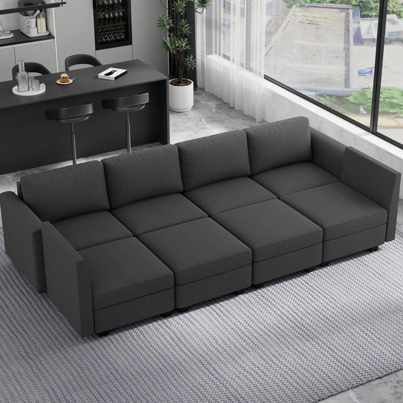 Canapé modulaire moderne à 6 places avec 2 repose-pieds, canapé convertible en forme de U avec rangement, canapé modulaire confortable pour chambre à coucher, salon, bureau