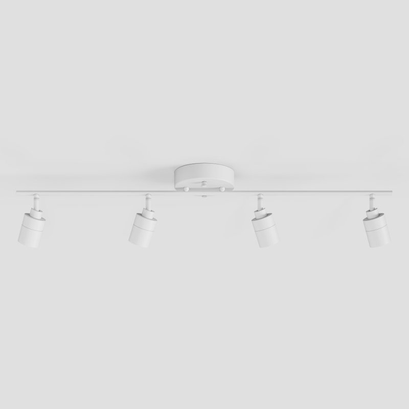 Éclairage sur rail blanc mat 4 lumières Shura avec têtes rotatives, DEL intégrée, 3 pi Plafonnier sur rail, 4000K, 1820 lumens