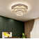 Jayden-Mark Elegant LED Crystal Tiered Ceiling Light, 24" Flush Mount Chandelier Light with Remote Control