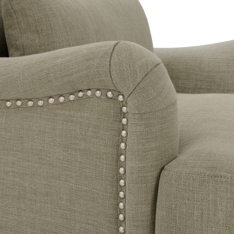 Fauteuil de 33 po de largeur, Greyish Green Polyester/Grey Wood
