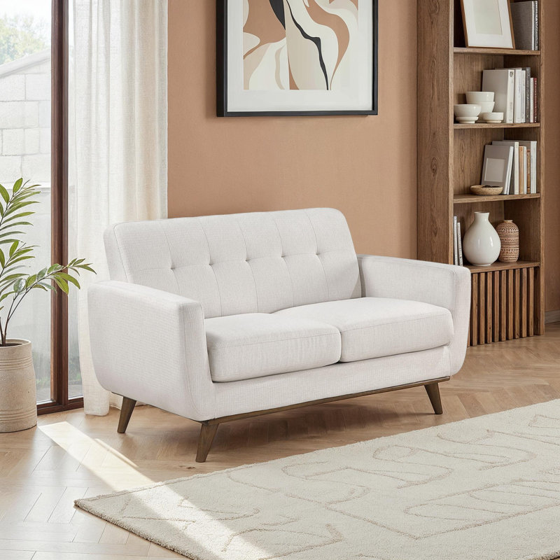Cureton 62" Modern & Contemporary Textured Fabric Loveseat with Comfortable Foam & Pocket Coils and Elegant Tufted Back
