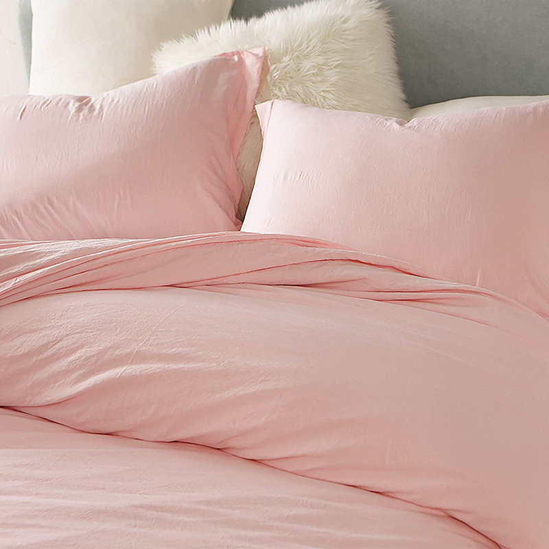  Ensemble de housse de couette surdimensionné en microfibre prélavée gonflant Natural, Rose quartz