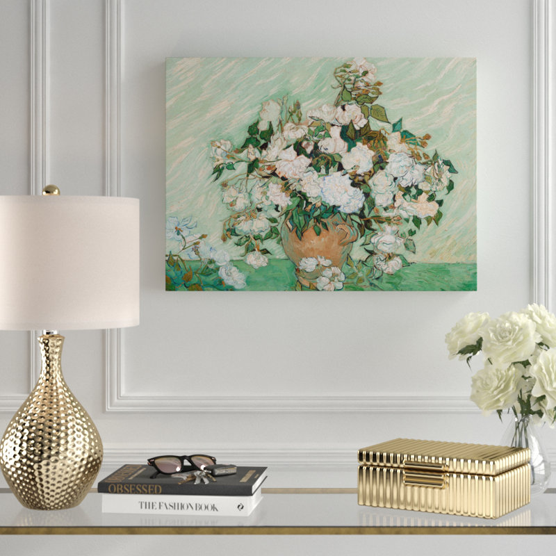 «Roses 1890» par Vincent Van Gogh, reproduction sur toile, H 14 po x l 19 po x P 2 po