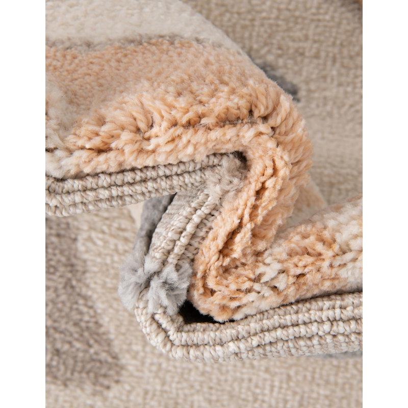 Gray and Peach Blossom Rectangular Floral Kids Rug, 4' x 6'